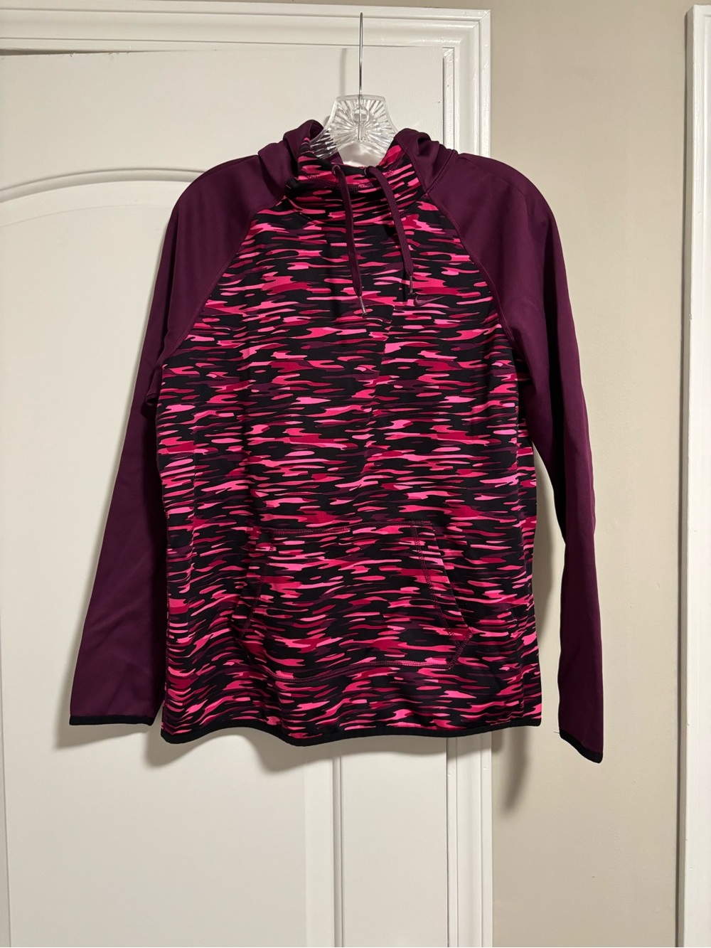 NIKE, Women's Pink & Black Hooded Active Pullover Jacket, Size Large